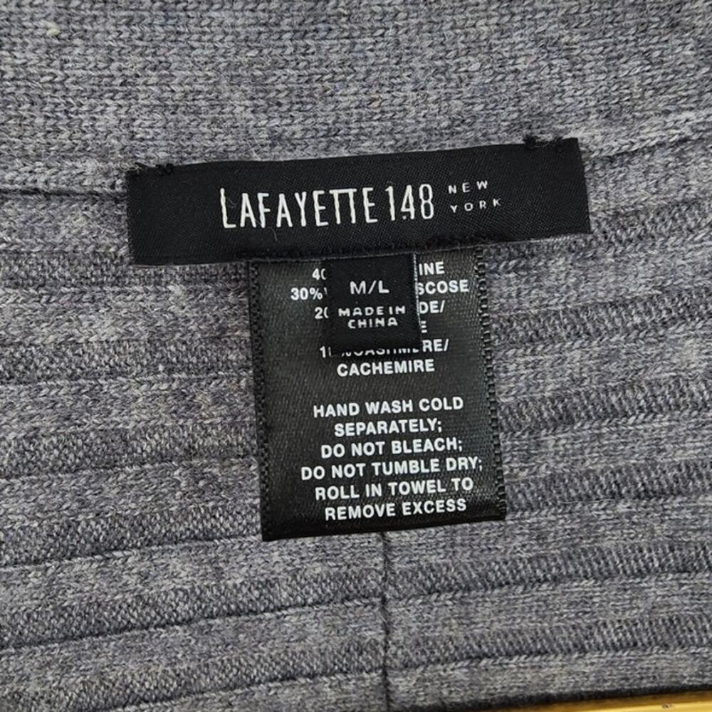 LAFAYETTE 148 Wool Cashmere Blend Shrug Ribbed Grey Medium Large - Picture 6 of 7